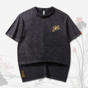Boys Short Sleeve Couple T-shirt Summer Embroidered Lotus