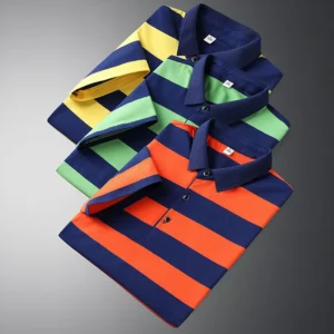 Casual Striped Half Sleeve T-shirt Men's Top