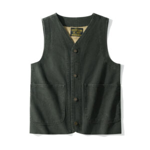 Classic Bag Flower Denim Frock Vest Amekaji
