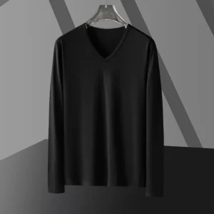 Long Sleeve Men's Fashion Wear Inner Bottoming Shirt Tight-fitting Solid Color Top