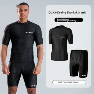 Men's Polyester Swimsuit Fifth Pants Quick-drying Anti-embarrassment Loose Plus Size