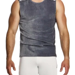 Men's Solid Corduroy Sleeveless Button Vest