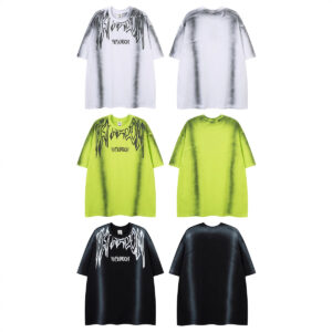 Niche American Retro Inkjet Distressed Short Sleeve