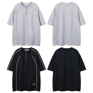 Retro Half Cardigan Letter Print Short-sleeve T-shirt