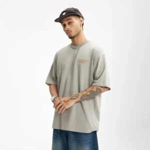 Thread Collar Embroidered T-shirt Retro Heavy Pit Short Sleeve