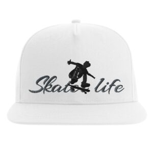 Skater Life | Flat Bill Cap | Yupoong 6007 White