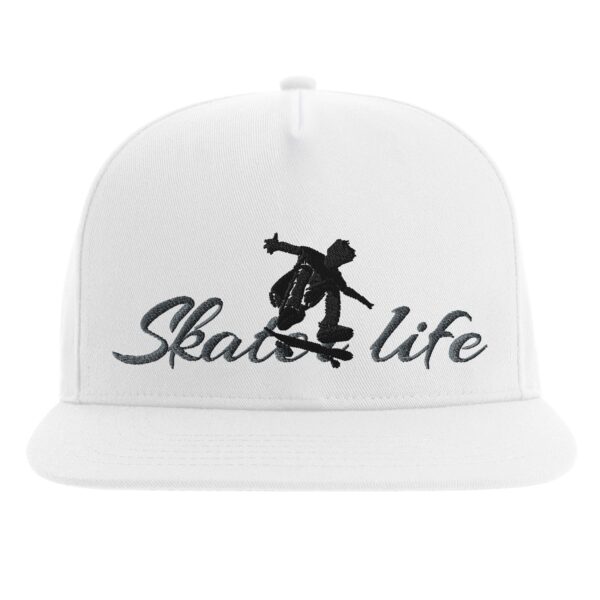 Skater Life | Flat Bill Cap | Yupoong 6007 White
