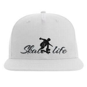 Skater life white snapback - front