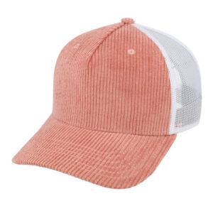 5-panel-corduroy-trucker-curved-peak-cap-pink-white