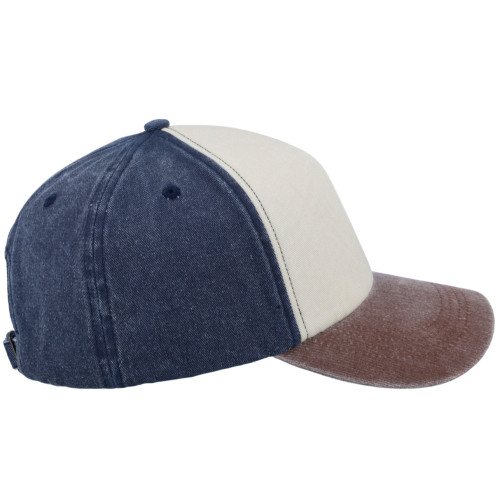 5-panel-vintage-washed-cap-navy-stone-chocolate-right