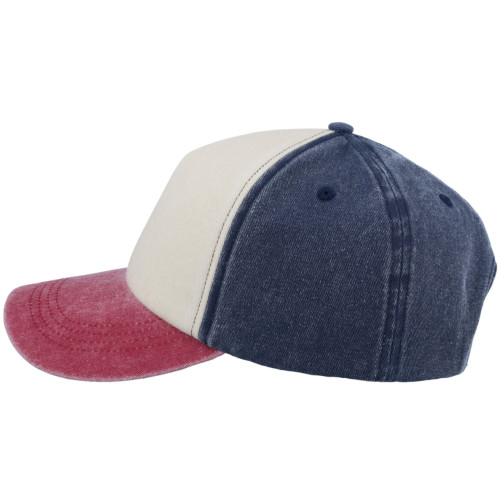 5-panel-vintage-washed-cap-navy-stone-maroon-left