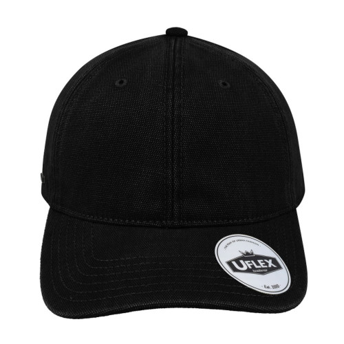 6p-washed-canvas-dad-cap-black-front