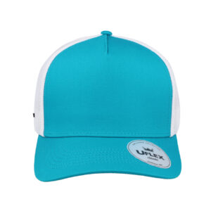 Uflex Classic Ultra-Lite 5 Panel Cap - Aqua Blue/White
