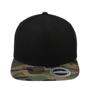 Uflex 6 Panel Flat Peak Snapback Cap - Black/Camo