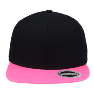 Uflex 6 Panel Flat Peak Snapback Cap - Black/Pink