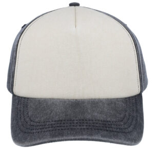 5 Panel Vintage Washed Cap - Black/Stone/Black