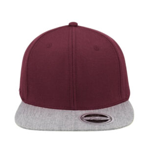 Uflex 6 Panel Flat Peak Snapback Cap - Burgundy/Grey