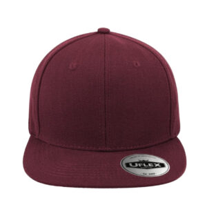 Uflex 6 Panel Flat Peak Snapback Cap - Burgundy/Burgundy