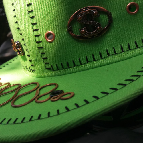 The Lime Dollar Snapback left closeup