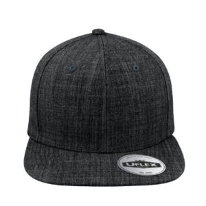 Uflex 6 Panel Flat Peak Snapback Cap - Charcoal/Charcoal