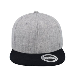 Uflex 6 Panel Flat Peak Snapback Cap - Grey Melange/Black