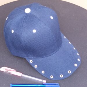 Navy & Light Pink Grommet Custom Cap with Sandwich Peak (1)