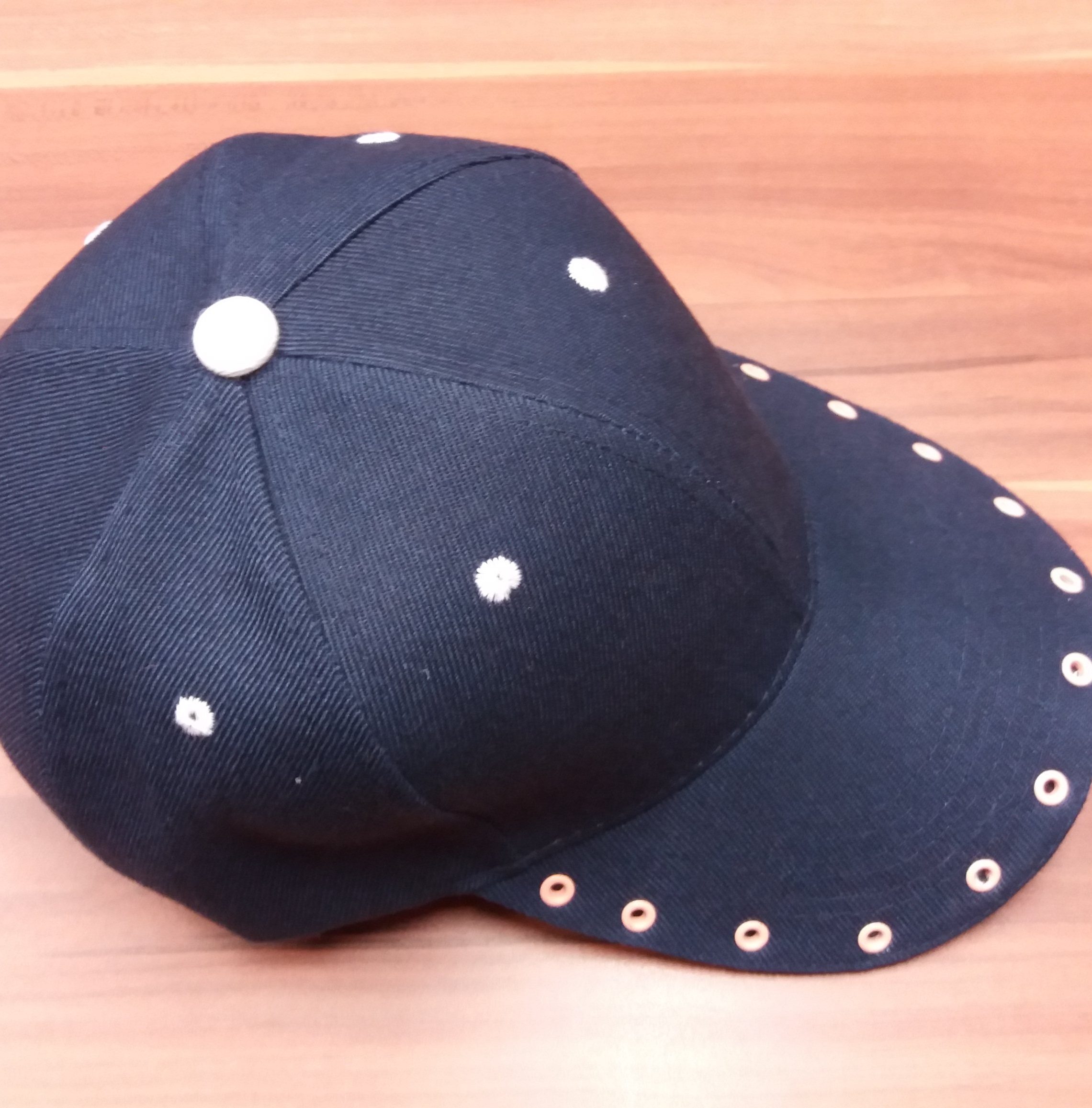Navy & Light Pink Grommet Custom Cap with Sandwich Peak (7)