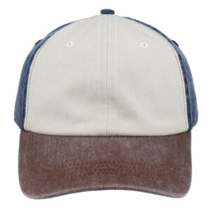 6 Panel Vintage Unstructured Cap - Navy/Stone/Chocolate