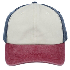 6 Panel Vintage Unstructured Cap - Navy/Stone/Maroon