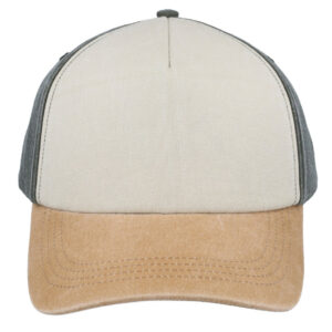 5 Panel Vintage Washed Cap - Olive/Stone/Mustard