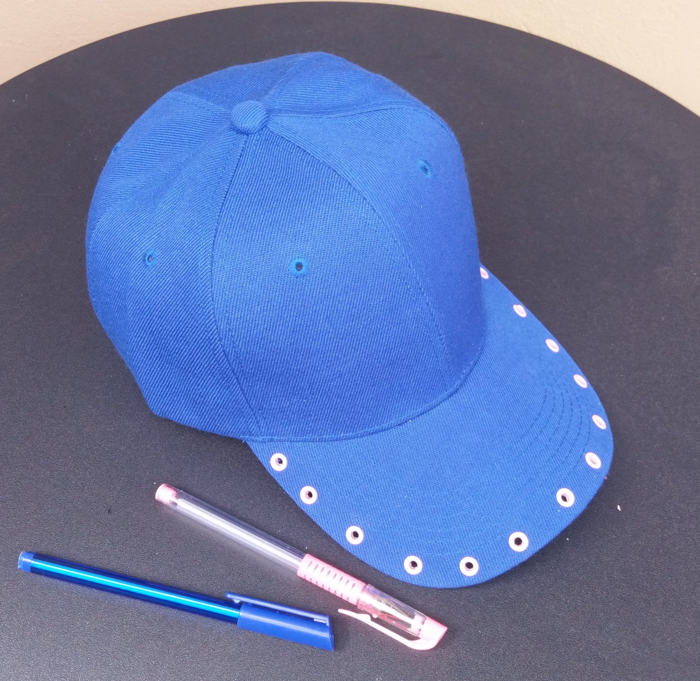 Royal Blue & Light Pink Grommet Custom Cap (3)