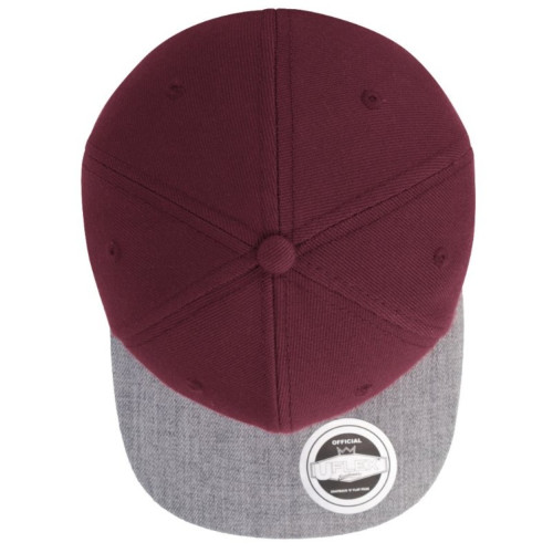 Uflex 6P Flat Peak Snapback Burgundy Grey Top