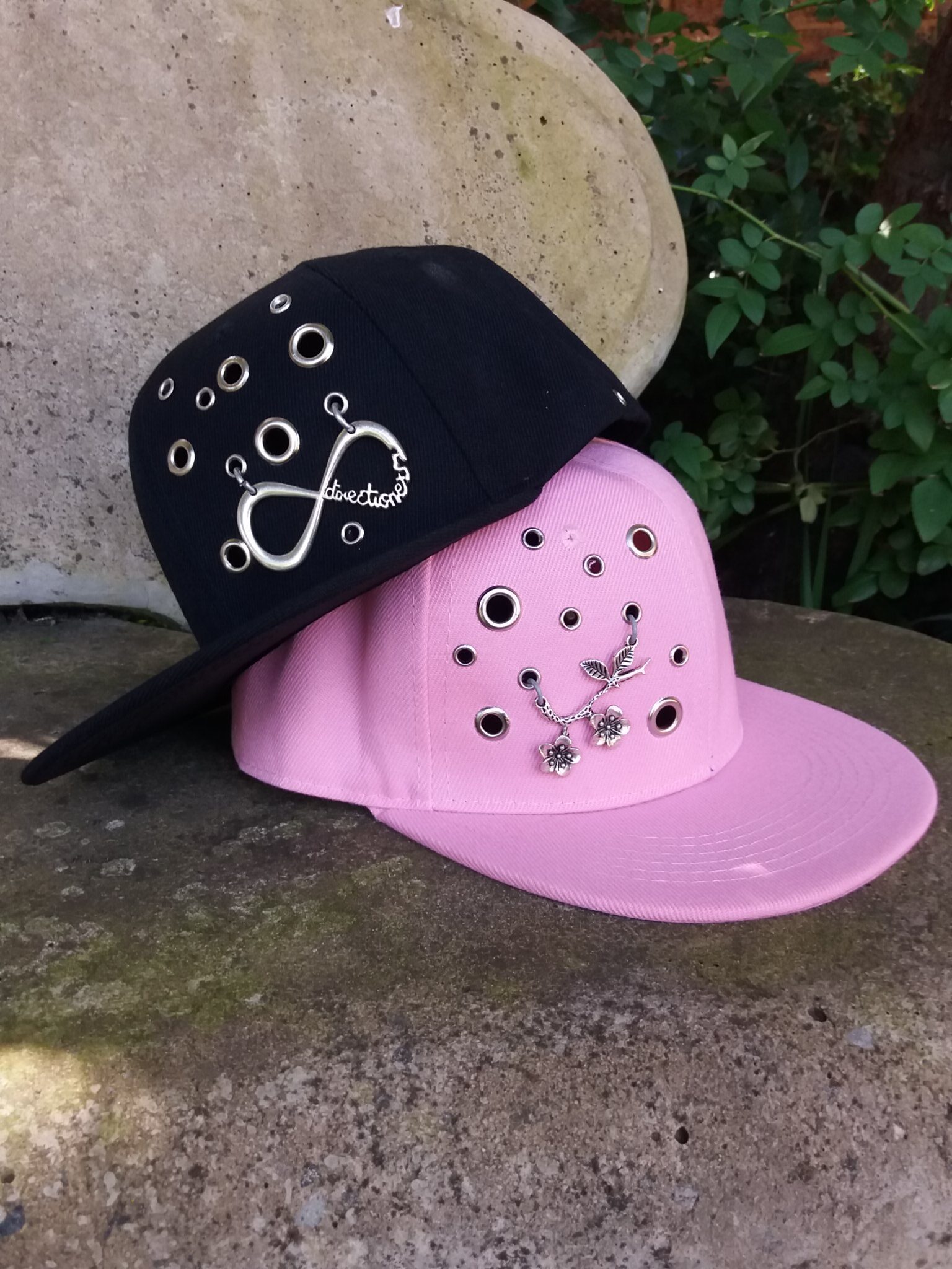 His & Hers Black & Pink 1-of-1 Custom Snapback Couple Set - Image 6