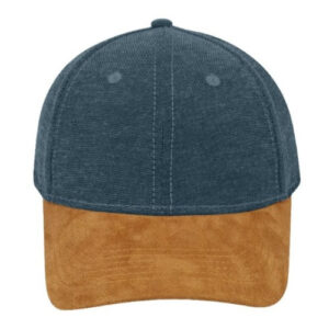 chambray-suede-6-panel-cap-navy-tan-front