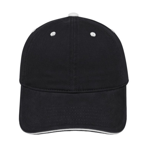 earth-life-6-panel-sandwich-peak-cap-black-white-front