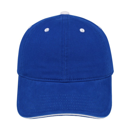 earth-life-6-panel-sandwich-peak-cap-royal-white-front