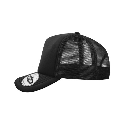 uflex-5-panel-curved-peak-trucker-snapback-cap-black-black-left