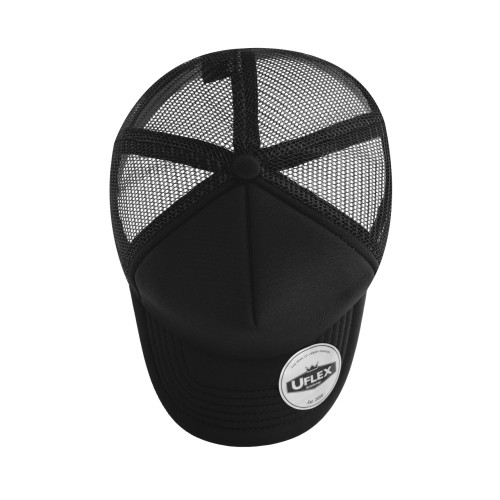 uflex-5-panel-curved-peak-trucker-snapback-cap-black-black-top