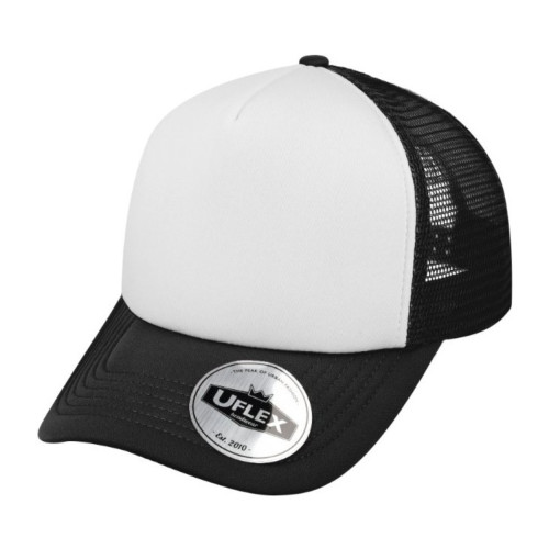 uflex-5-panel-curved-peak-trucker-snapback-cap-black-white
