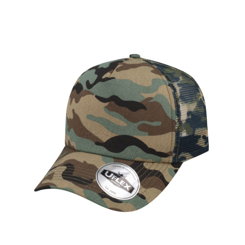 uflex-5-panel-curved-peak-trucker-snapback-cap-camo-camo