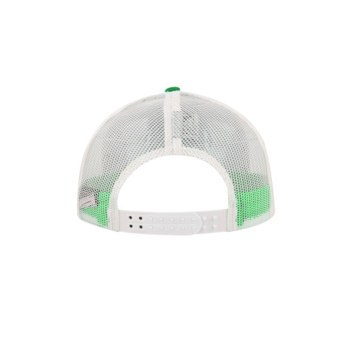 uflex-5-panel-curved-peak-trucker-snapback-cap-green-white-back