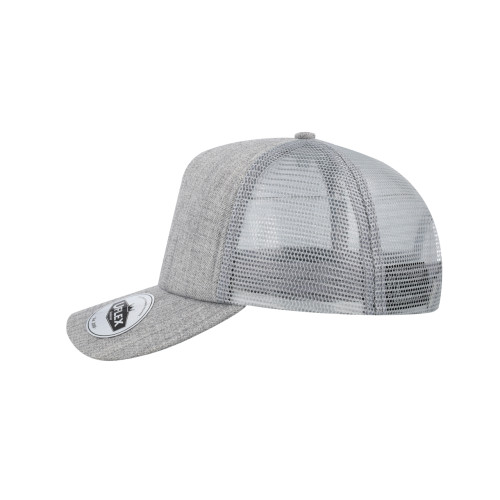 uflex-5-panel-curved-peak-trucker-snapback-cap-grey-melange-grey-left