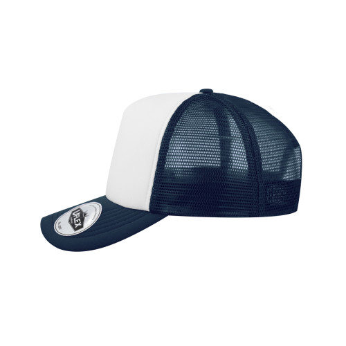 uflex-5-panel-curved-peak-trucker-snapback-cap-navy-white-left