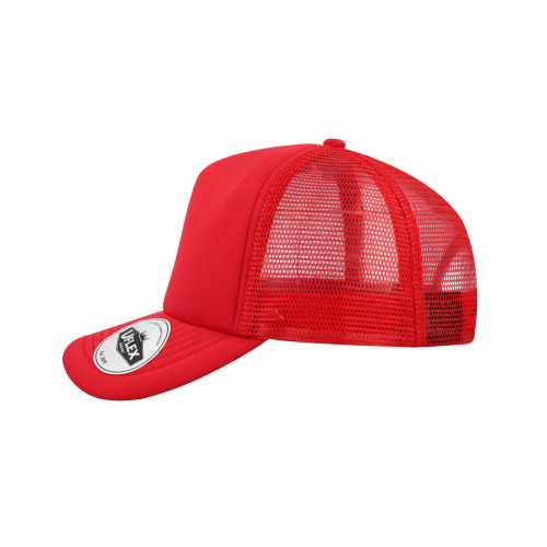uflex-5-panel-curved-peak-trucker-snapback-cap-red-red-left