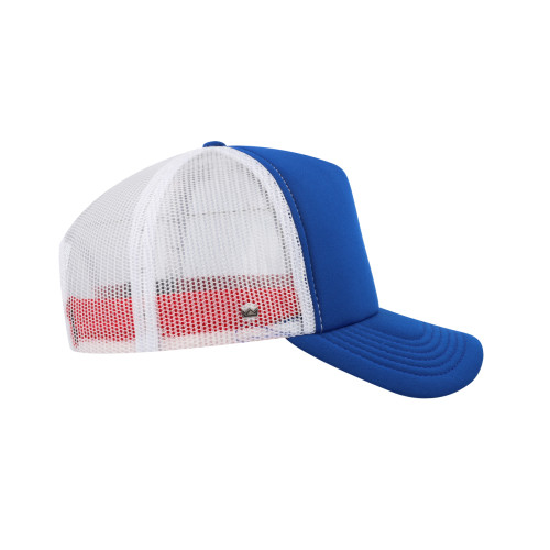uflex-5-panel-curved-peak-trucker-snapback-cap-royal-white-right