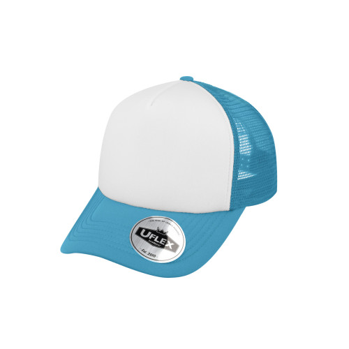 uflex-5-panel-curved-peak-trucker-snapback-cap-sky-white