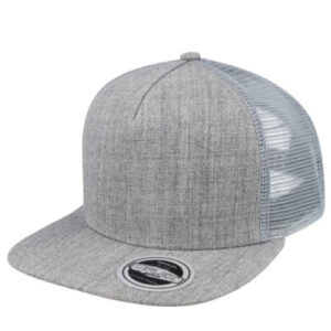 uflex-5-panel-flat-peak-trucker-snapback-cap-grey-melange