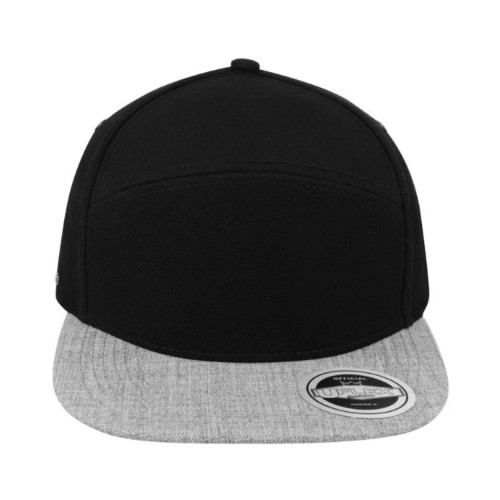 uflex-fashion-6-panel-snapback-flat-peak-cap-black-grey-front