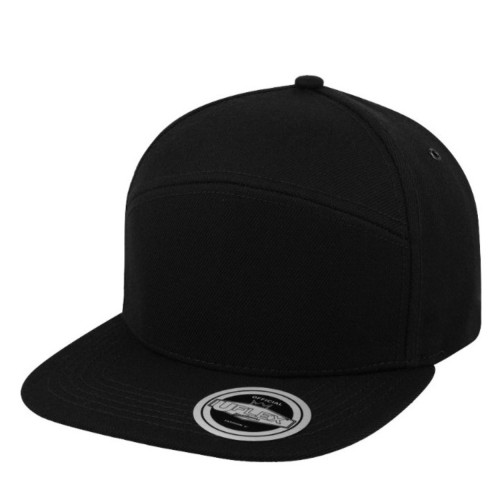 uflex-fashion-6-panel-snapback-flat-peak-cap-black