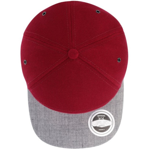 uflex-fashion-6-panel-snapback-flat-peak-cap-burgundy-grey-melange-top